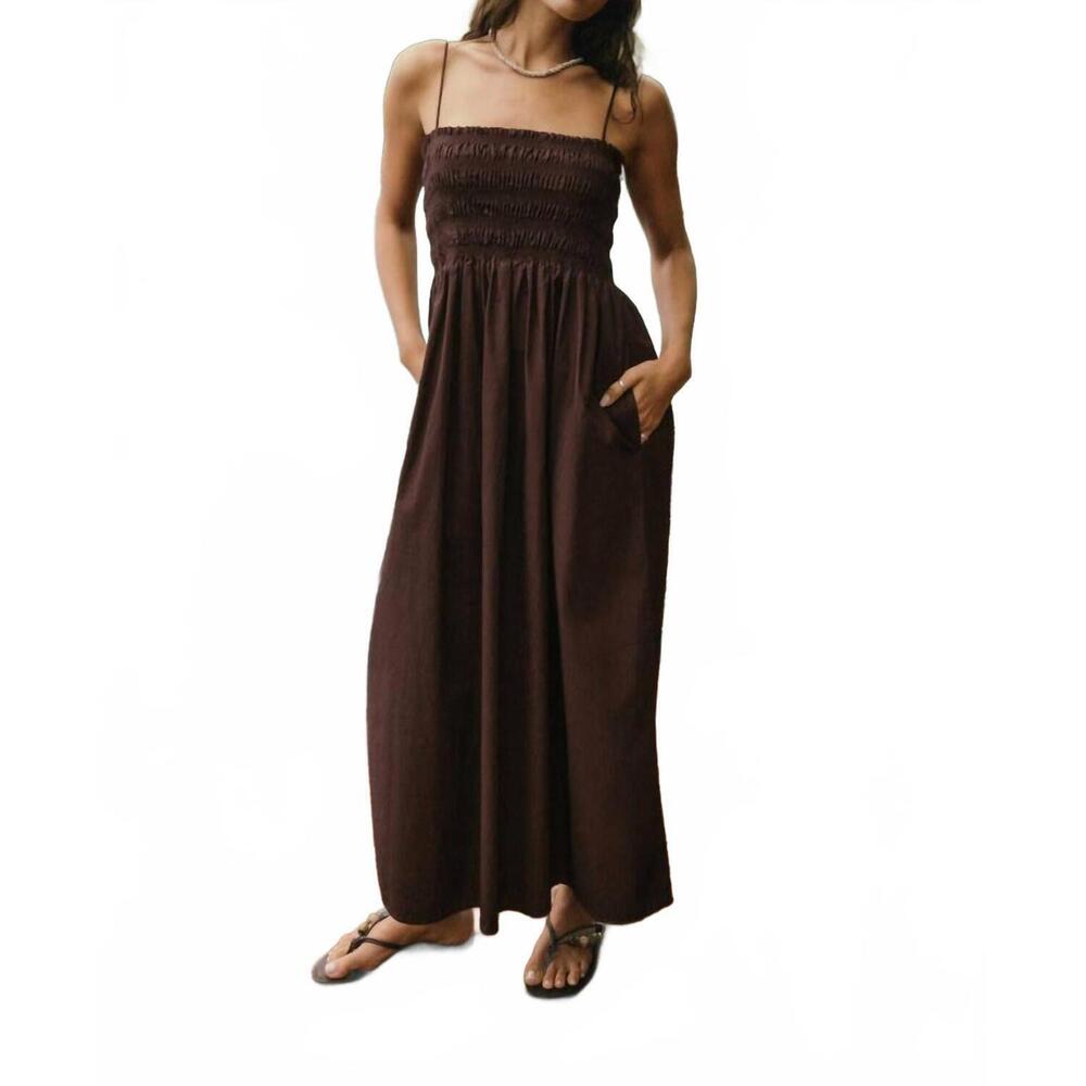 NEW Z SUPPLY cornelia poplin midi dress in chocolate cherry - Picture 5 of 5